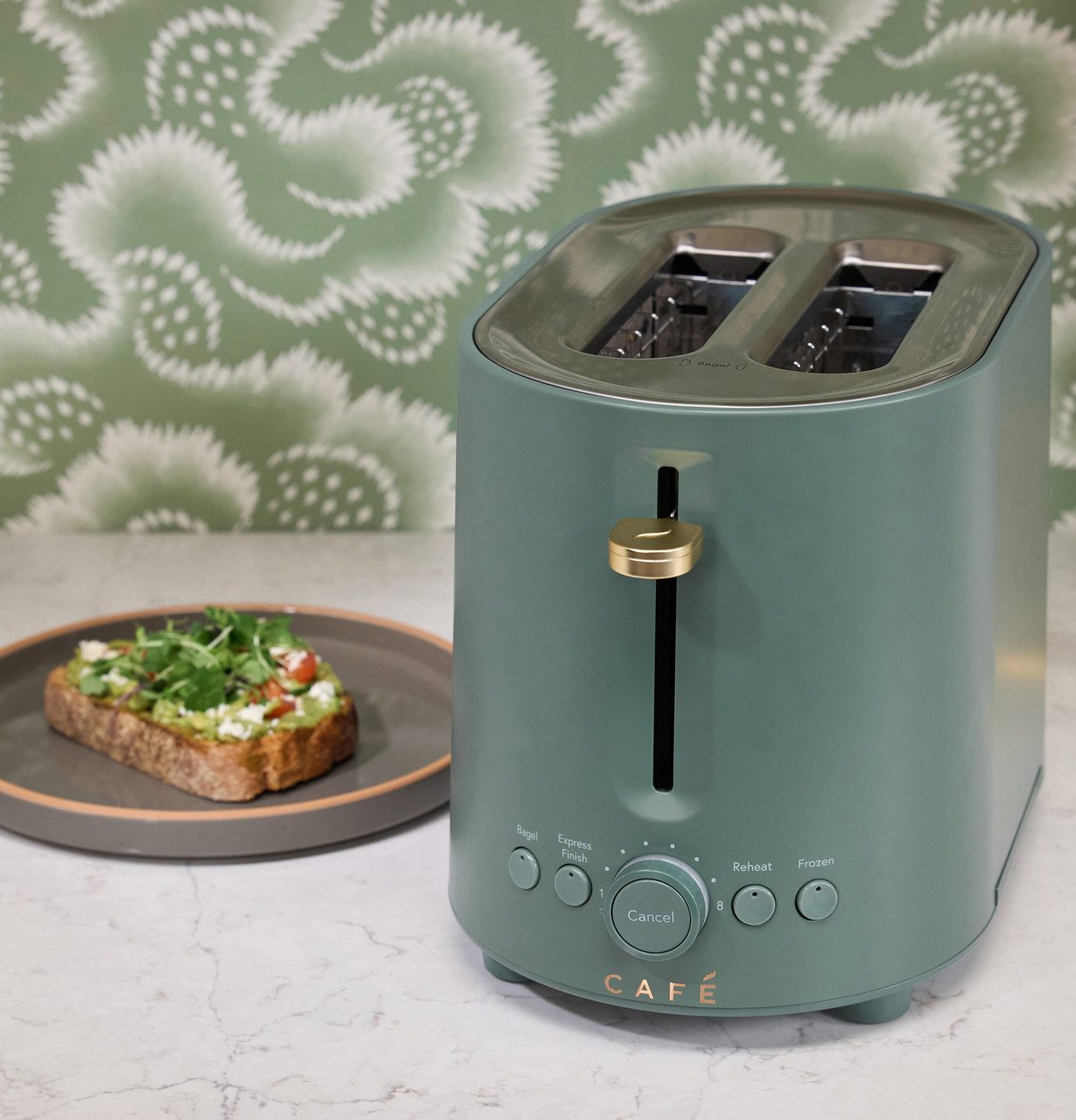 Café Appliances Express Finish 2-slice toaster in a kitchen