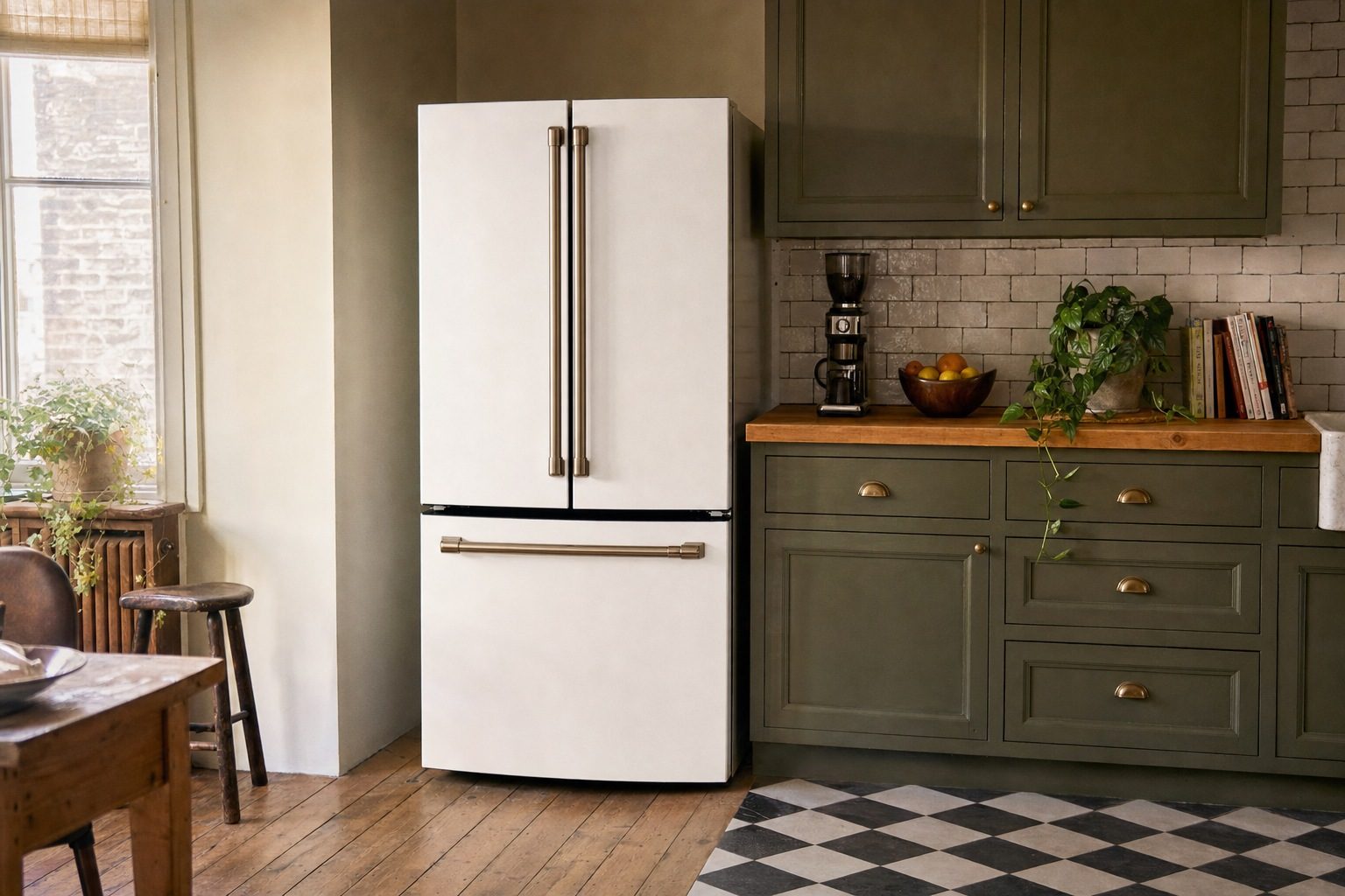Café Appliances 18.6 cu. ft. counter-depth French-door refrigerator in a kitchen