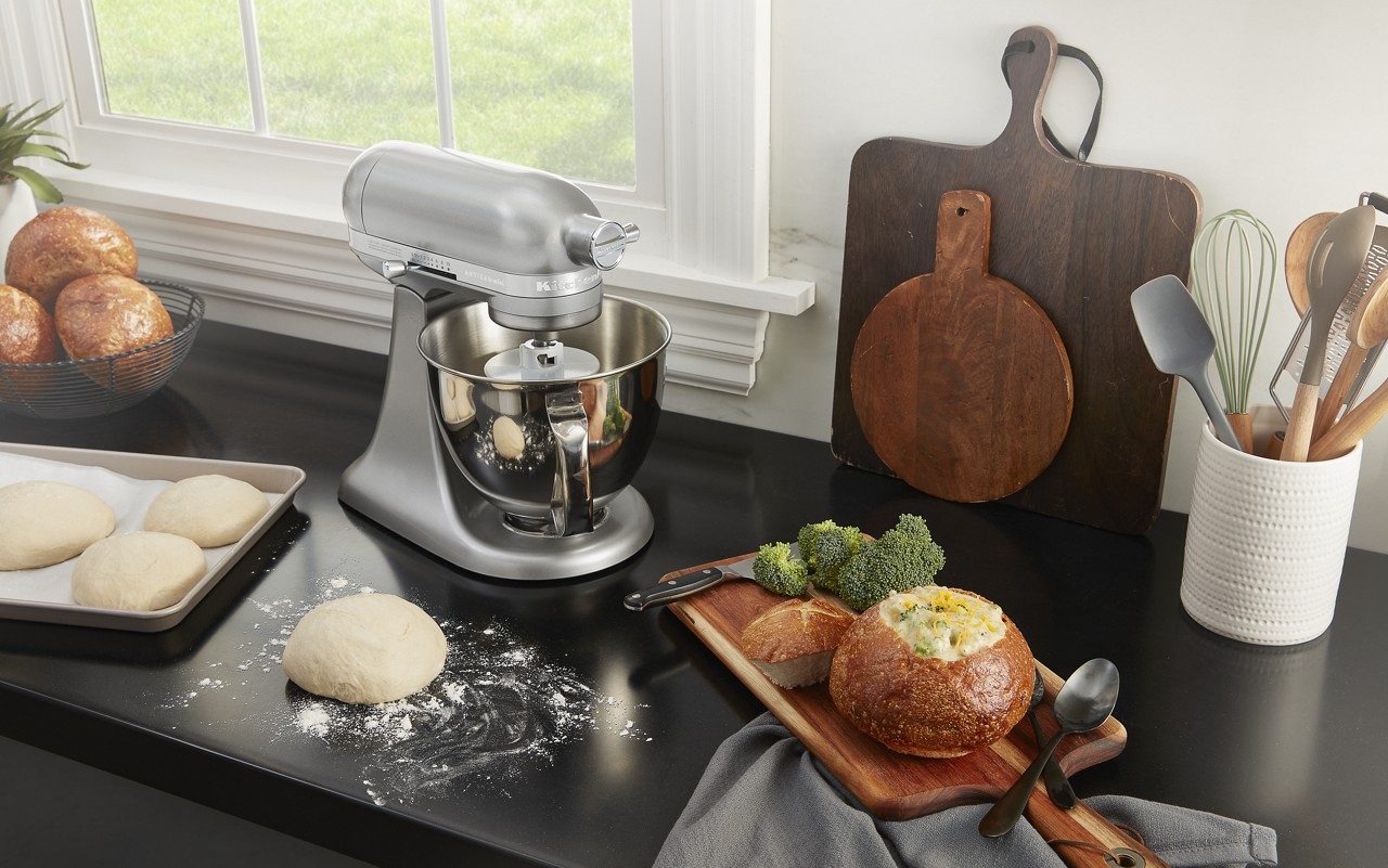 KitchenAid Artisan Mini 3.5-quart stand mixer in a kitchen