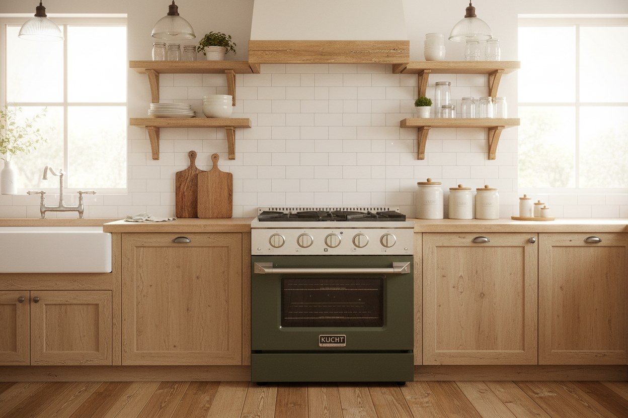 Kucht KDF302 30 in. pro-style dual-fuel range in a room